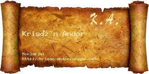 Krisán Andor névjegykártya
